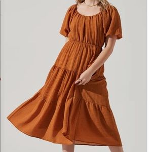 ASTR the Label Smocked Tiered Maxi Dress in Spice